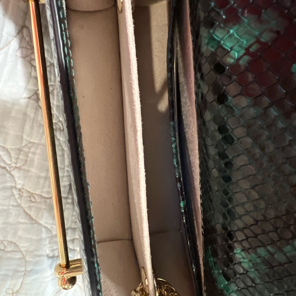 Strathberry Green Snake-Embossed Leather Crossbody with Gold Hardware - Picture 2 of 6
